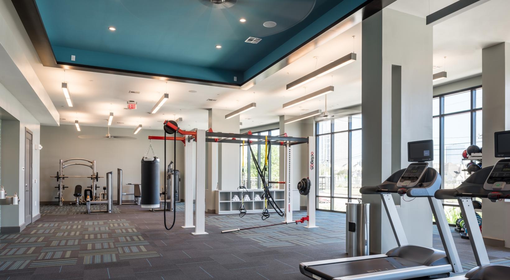 Get your workout on a gym with exercise equipment