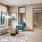 a living room with a glass door