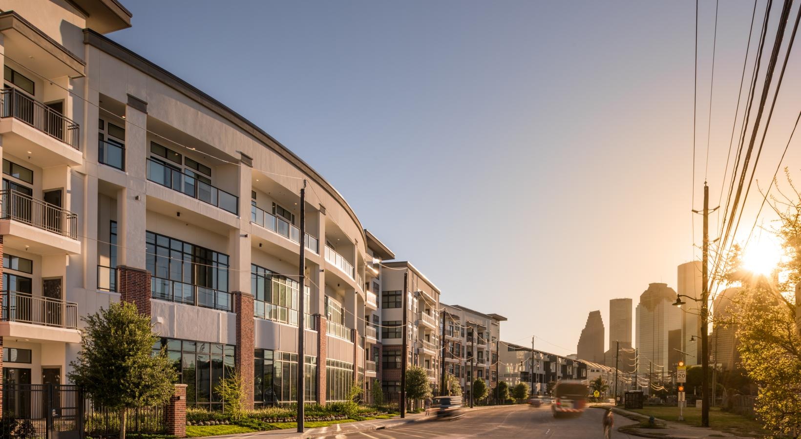 Settle into comfort at Tinsley on the Park a street with buildings on the side