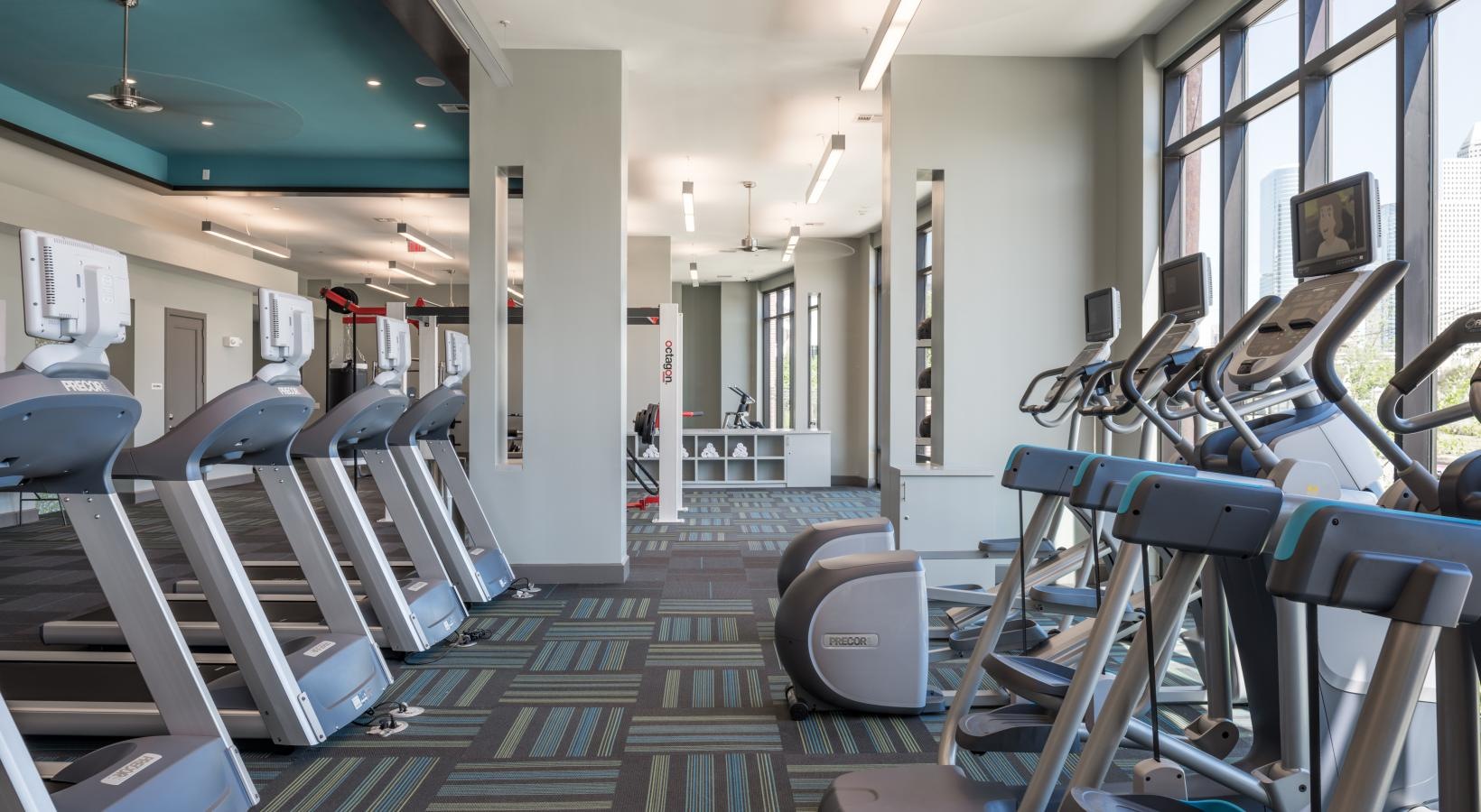 Get your workout on a gym with exercise equipment